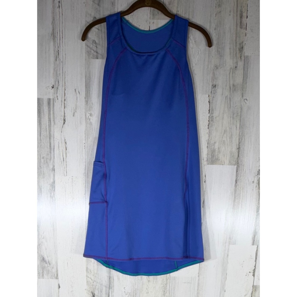 LL Bean Athletic Dress Kids 14 Blue Racerback Side‎ Pocket Performance Tennis